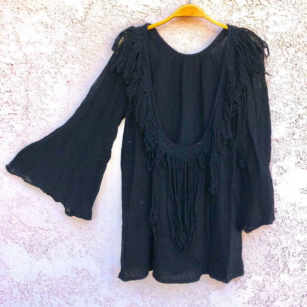 Jen’s Pirate Booty Fringe Open Back Tunic